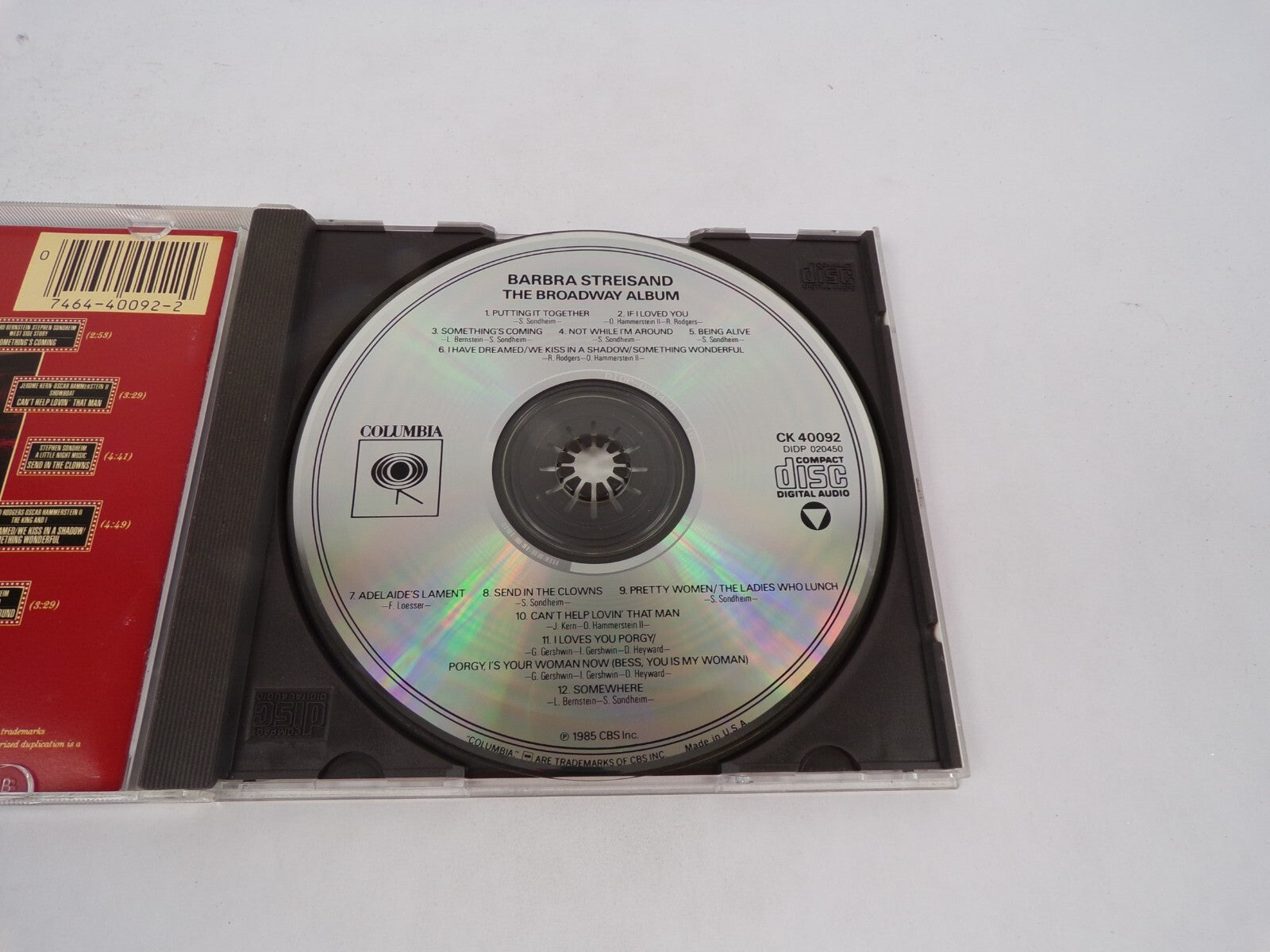 Barbra Streisand The Broadway Album Frank Loesser Guys And Dolls Adelaide'sCD#69