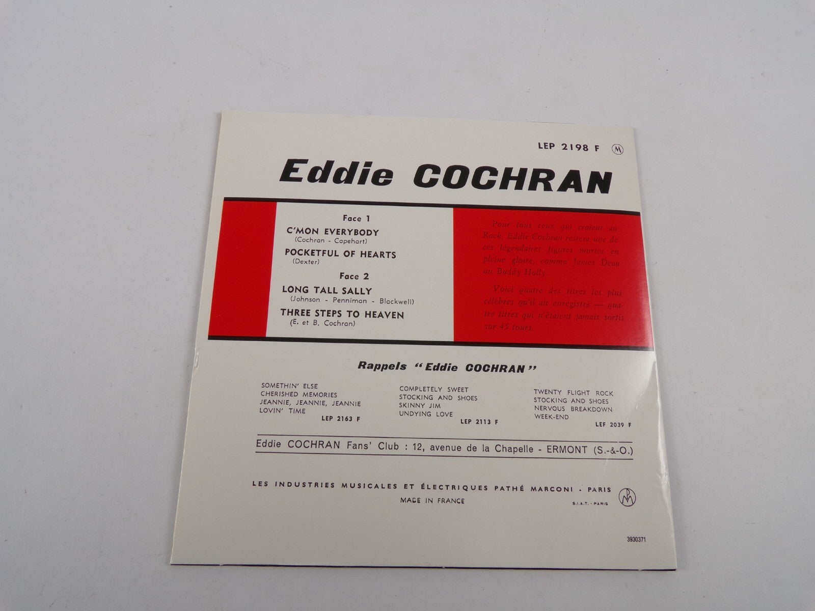Eddie Cochran C' Mon Everybody Pocketful Of Hearts Long Tall Sally CD#60