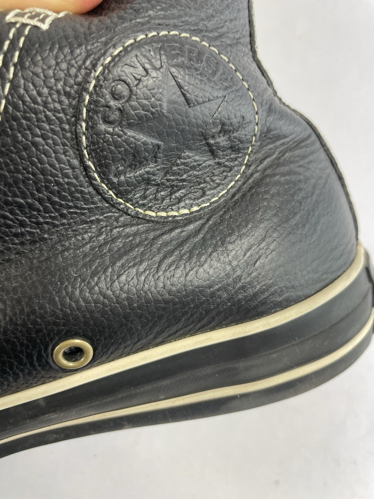 Converse Black Leather High Top Chuck Taylor All Star- Size Men 6 Woman 8