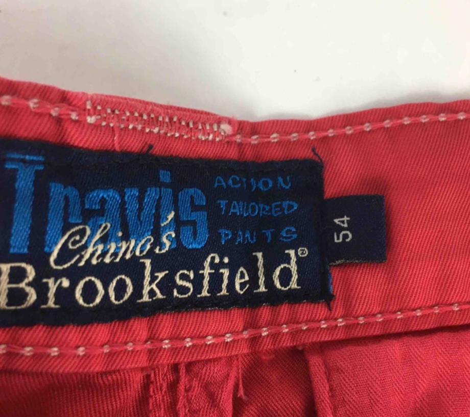 Travis Brooksfield Mens Chino Pants Red Action Tailored Zip Fly 100% Cotton 54