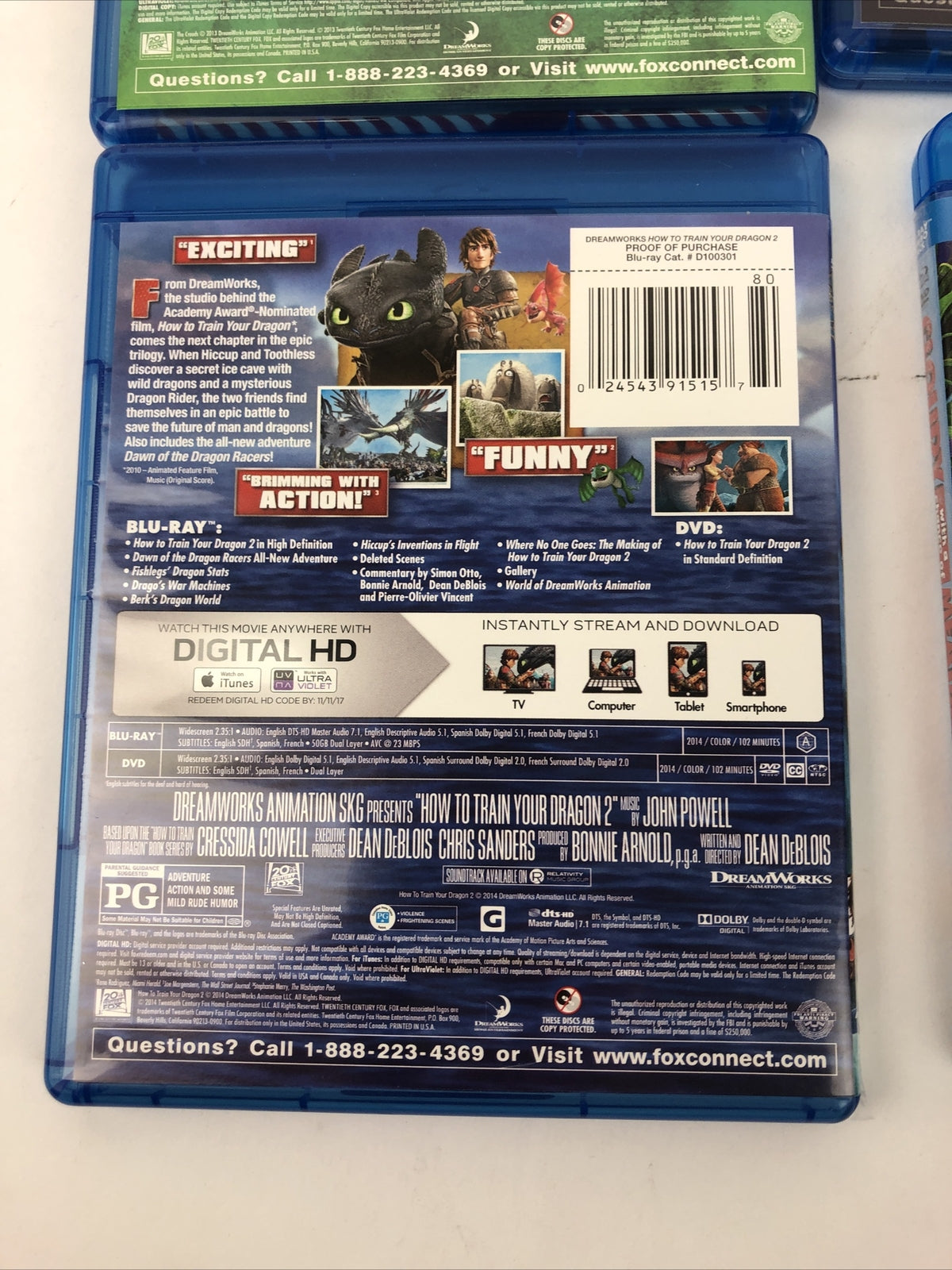 Animated lot of 4 Blu-Ray movies DVD The Croods, Dragon 2, Turbo, C w a C o M 2