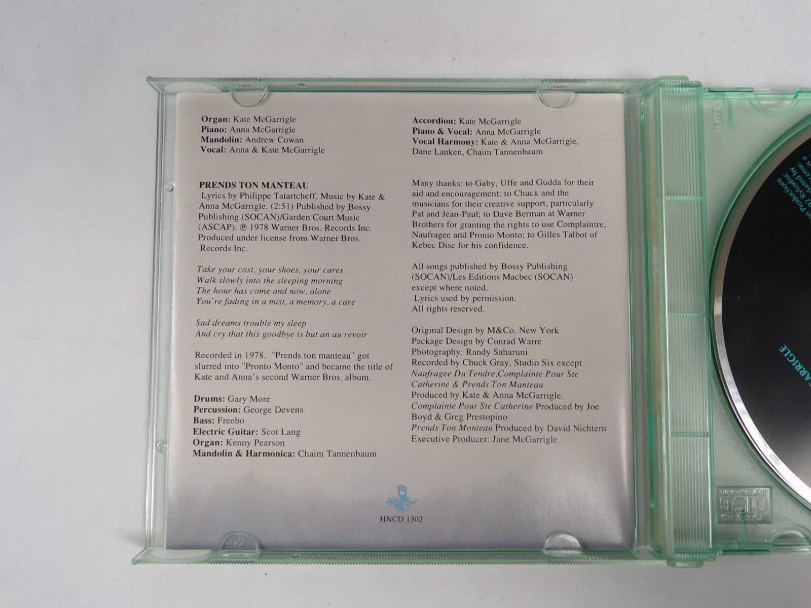 Kate & Anna McGarrigle French Record CD #19
