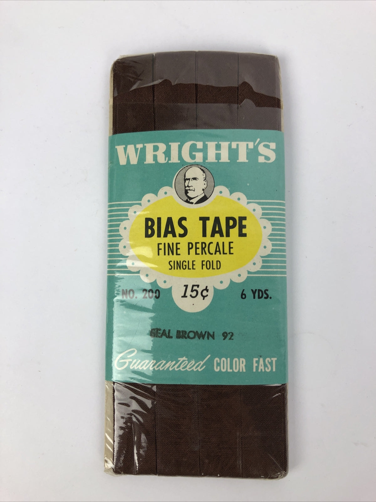 Vintage Wrights Flexicloth Bias Tape #200 Fine Percale Seal Brown, 6 Yds NEW