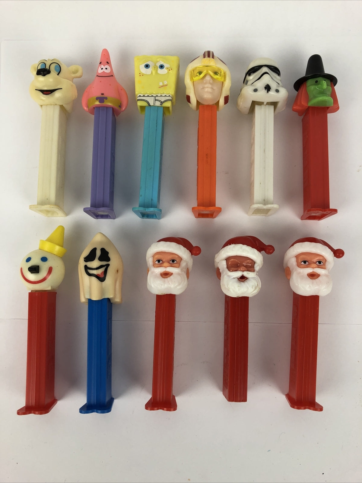 11 x VNTG PEZ Dispenser lot Star Wars Sponge Bob Santa Jack in the Box + More