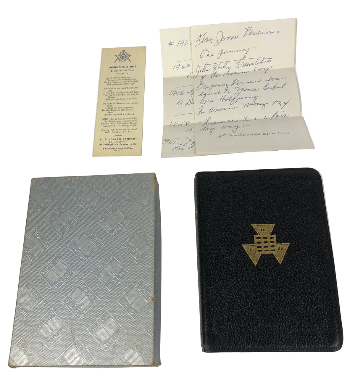 Vintage Masonic Freemason Holy Bible Reference Dictionary Index Holman 1966 LOOK