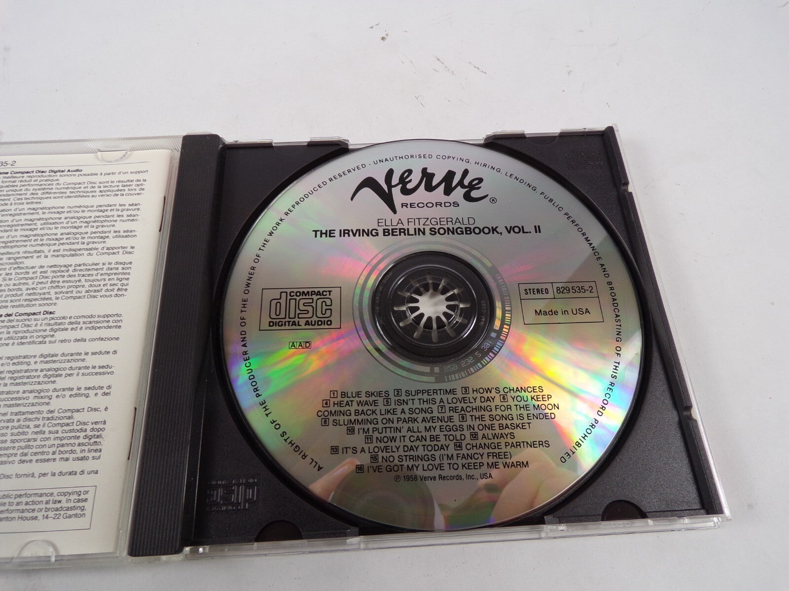 Ella Fitzgerald THe Irving Berlin Song Book Blue Skies Suppertime How's CD#51