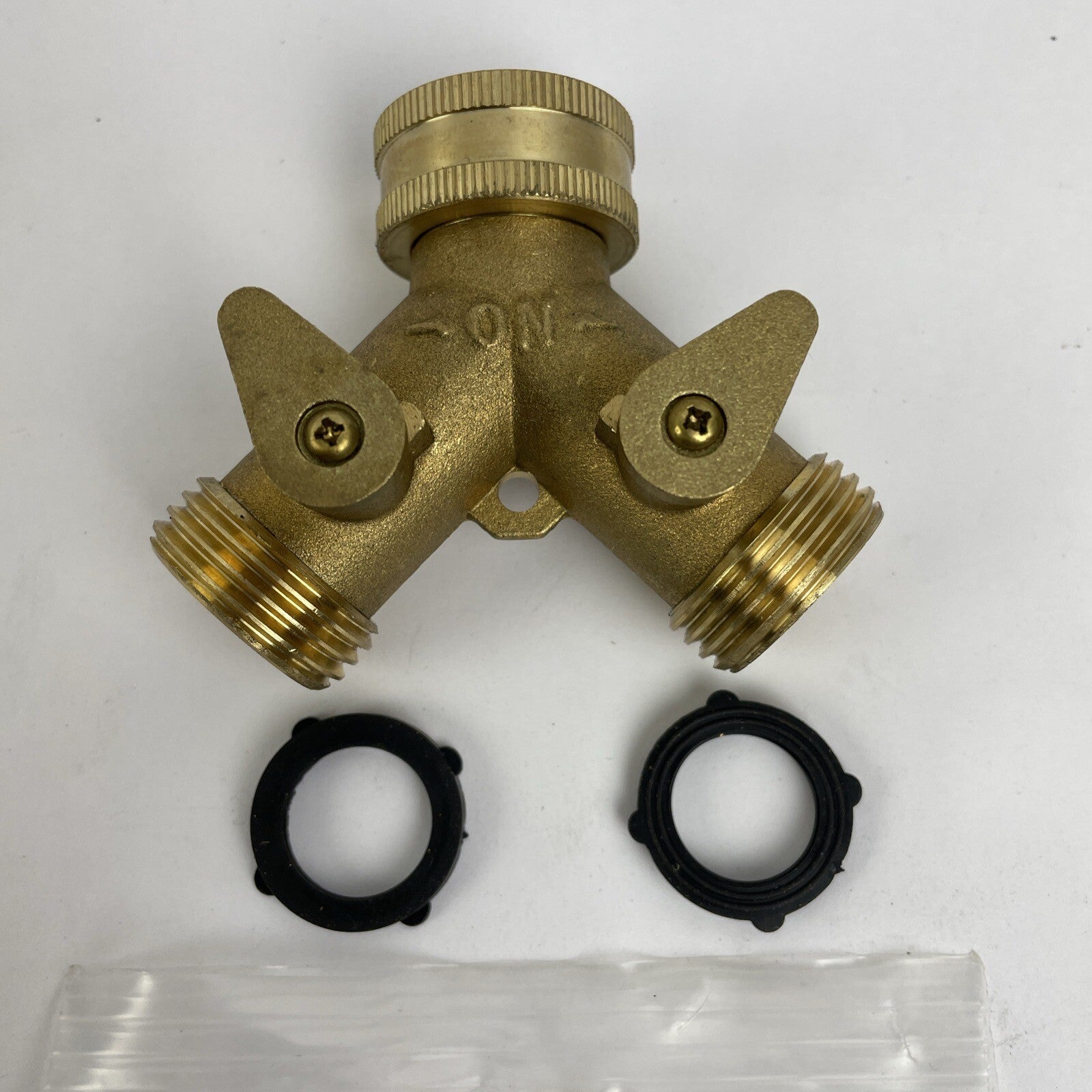 Morvat Heavy Duty Brass 2 way Y Splitter Garden Hose Hexagonal Connector NEW