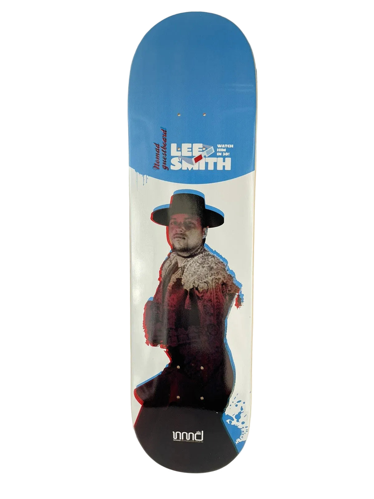 Nomad Skateboards Lee Smith 3D 8.25-inch hard rock maple skateboard deck with included grip tape.