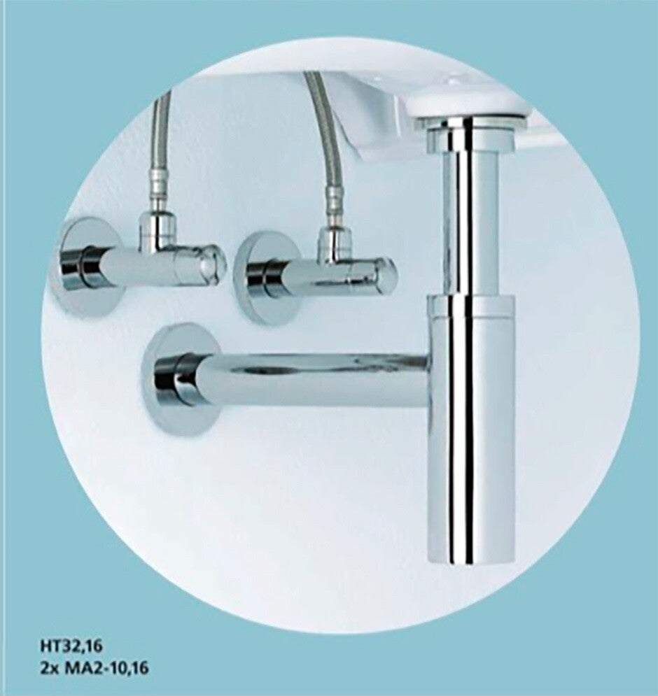 High Tech Pollux Design Siphon Modern Decorative P Trap P-Trap Chrome PO 30,16