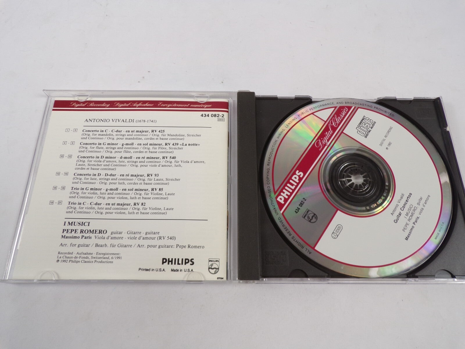 Vivaldi Concertors For Guitar And Strings Music Romero CD#43