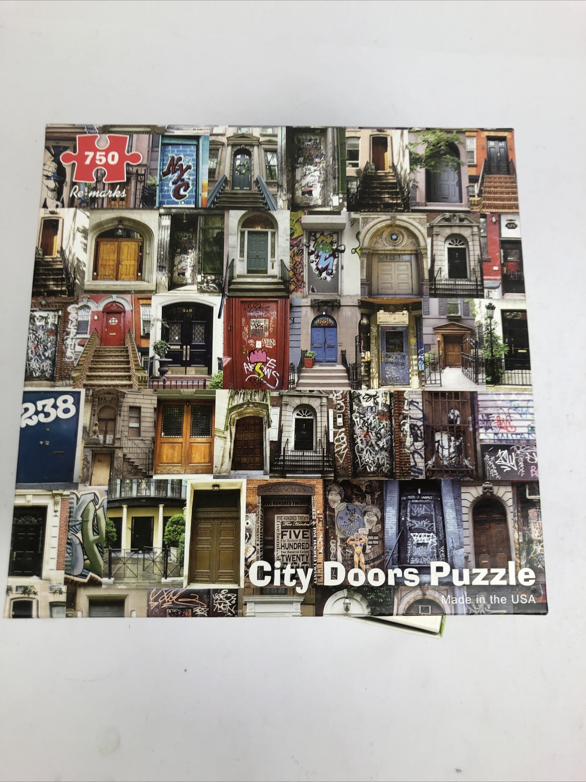 Lot of 2 x 750 Piece Puzzle Lot - Ceaco All Aboard Train, Re-Marks City Doors,