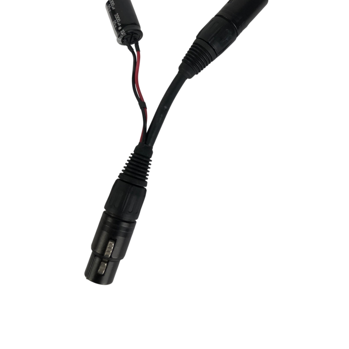 Neutrik Black Gold Plated 4 Pin XLR Male To Female w 3300uF 25V 85°C Capacitor
