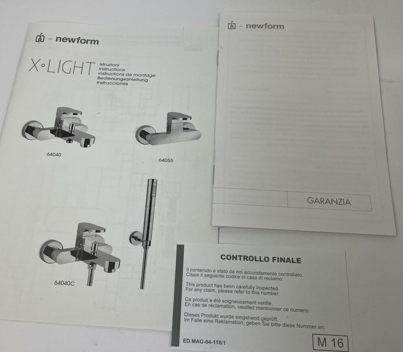 NEWFORM X-LIGHT64040 Tub Faucet Hand Shower Wall Mount Tub Filler Bathtub Faucet