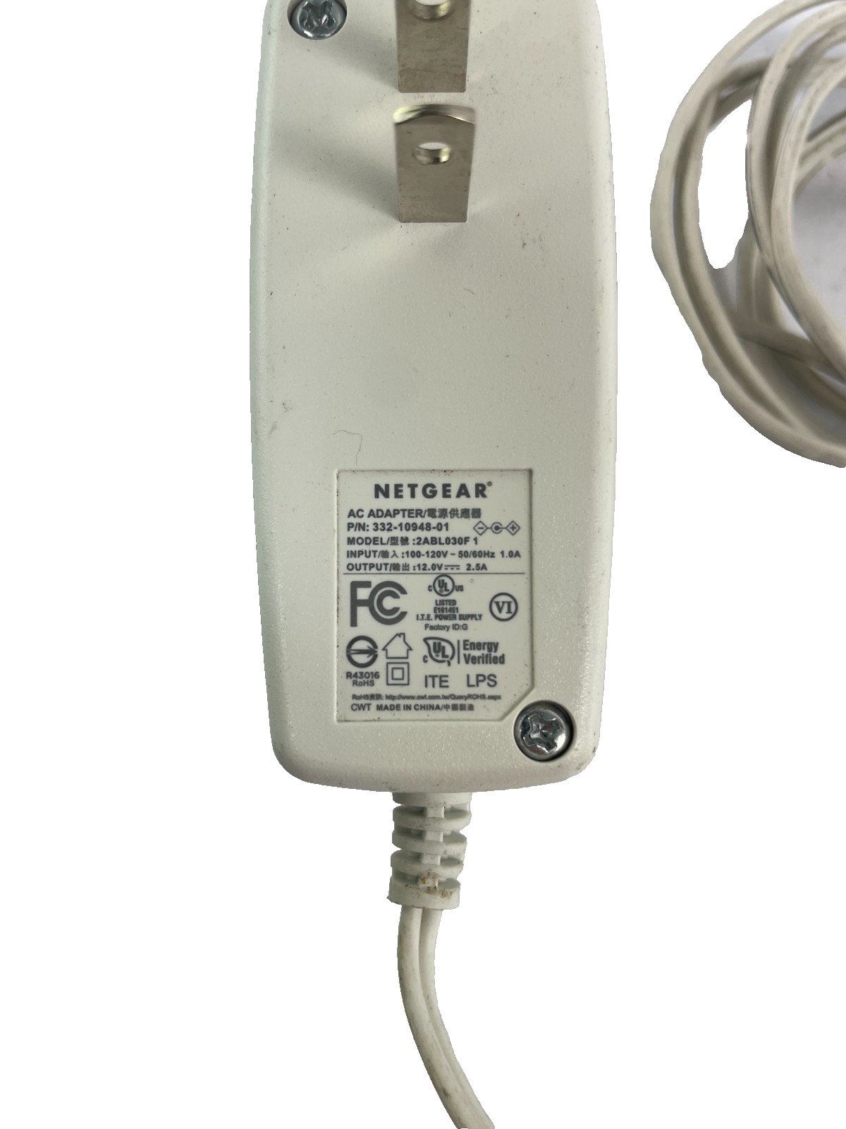 Geniune Netgear Model 2ABL030F 1 Output 12V 2.5 A Powet Supply AC Adapter #A83