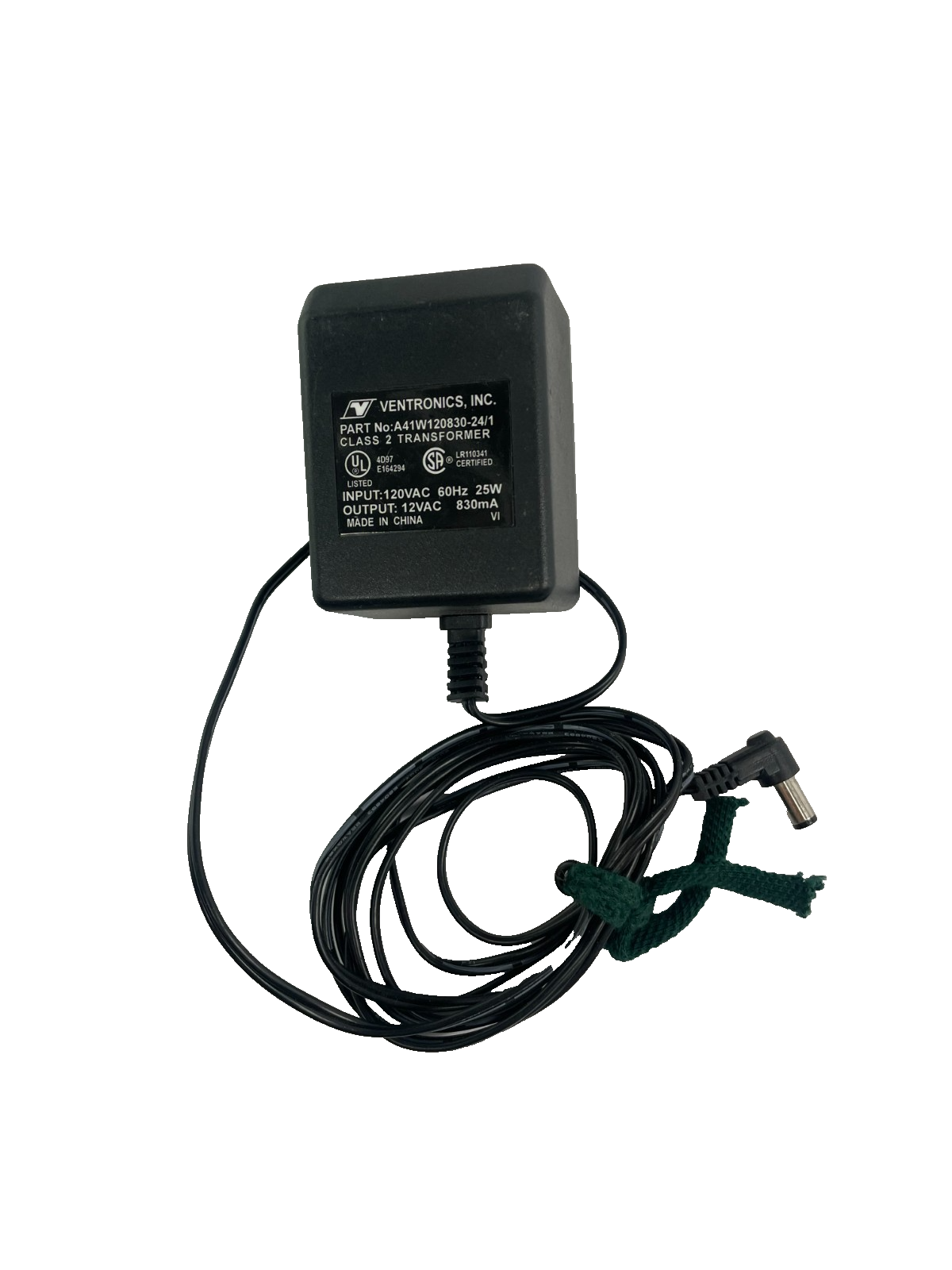 Geniune Ventronics Model A41W120830-24/1 Output 12V 0.83A Class2 AC Adapter #A83