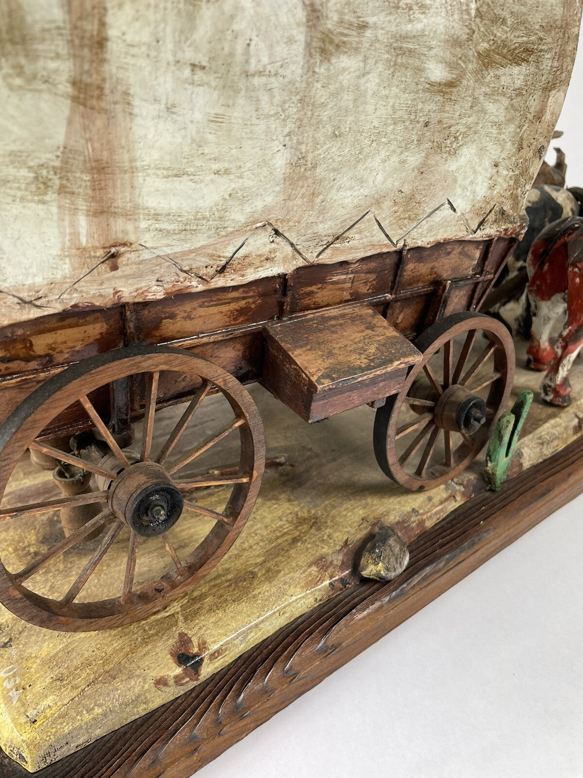 Oscar M Cortes 1980 Hand ORIGINAL HAND CARVED wooden covered wagon