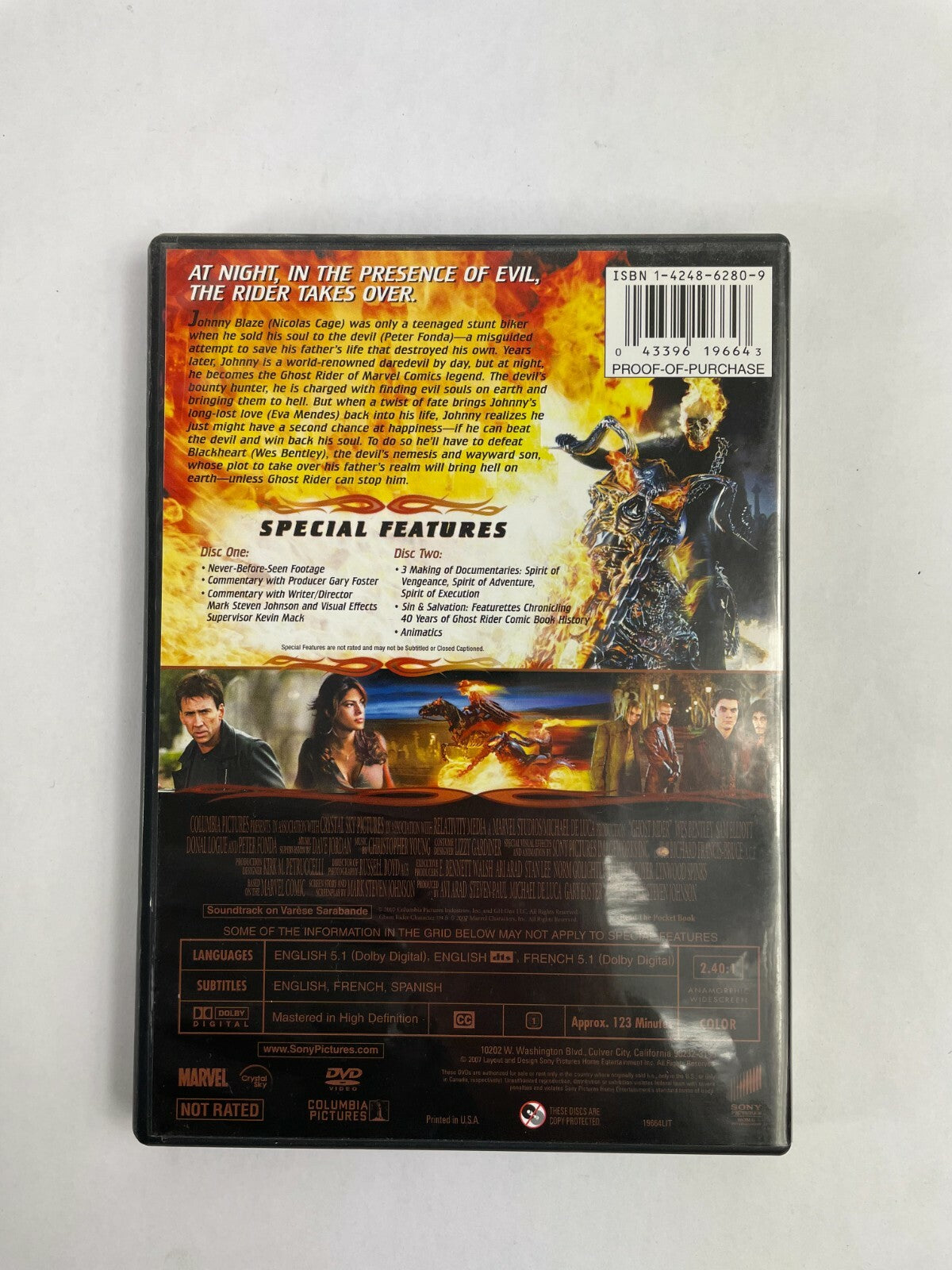 Nicolas Cage Eva Mendes Ghos Rider His Curse Became His Power DVD Movies