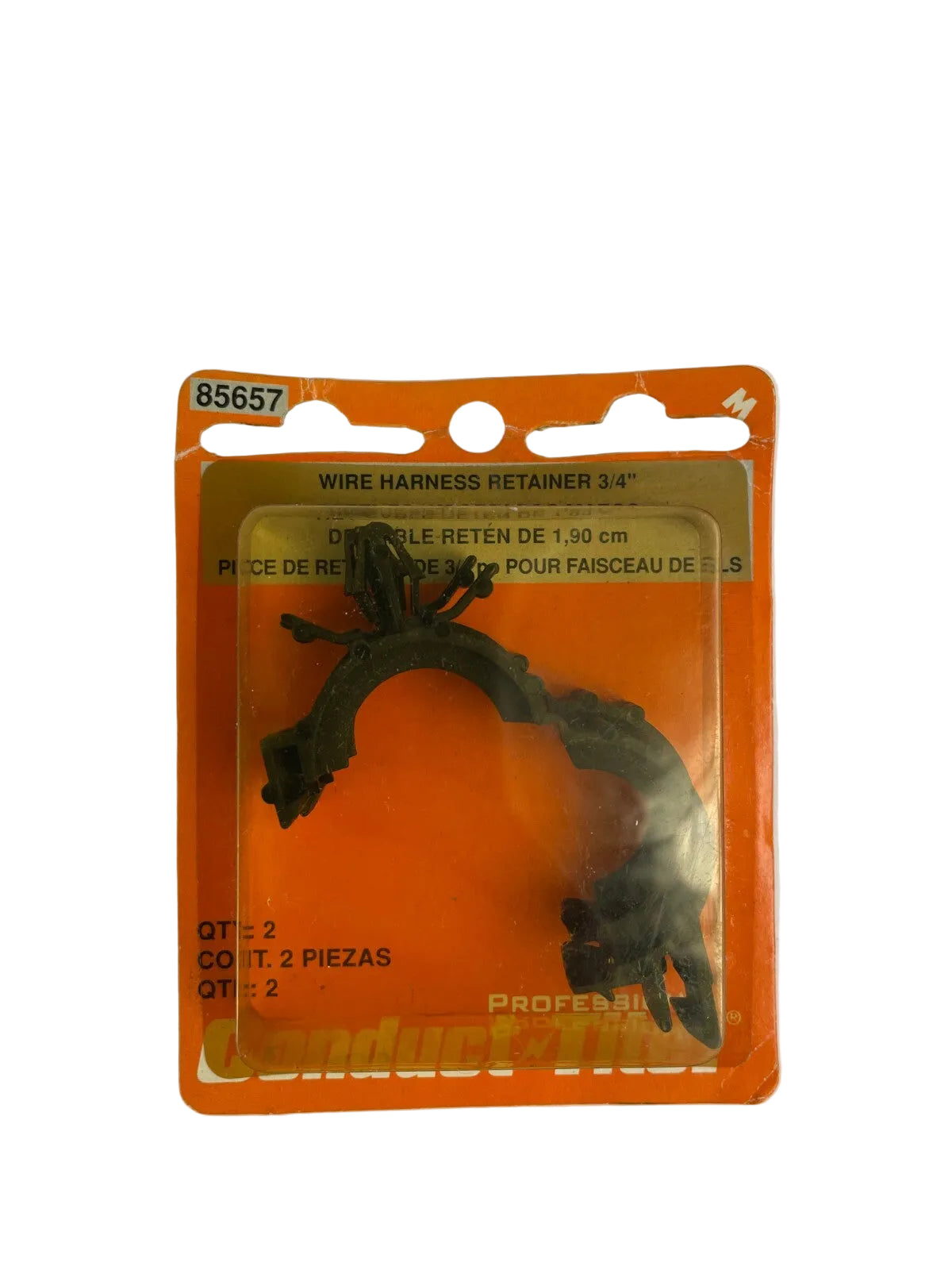 Lot of 2 automotive 3/4-inch wire harness retainers 85657 universal plastic wire loom clips for secure cable management A2.