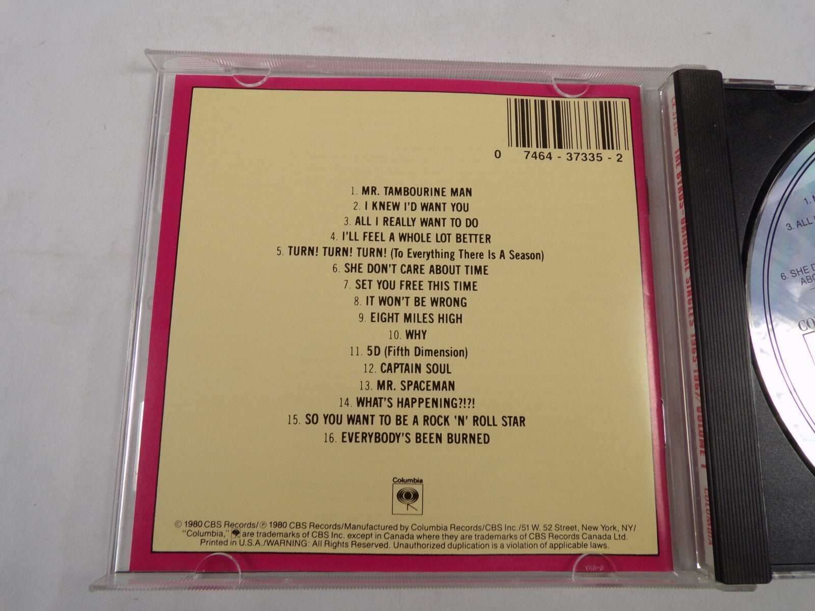 The Byrds Original Singles 1965-1967 Volume 1 Mr Tambourine Man Why CD#57