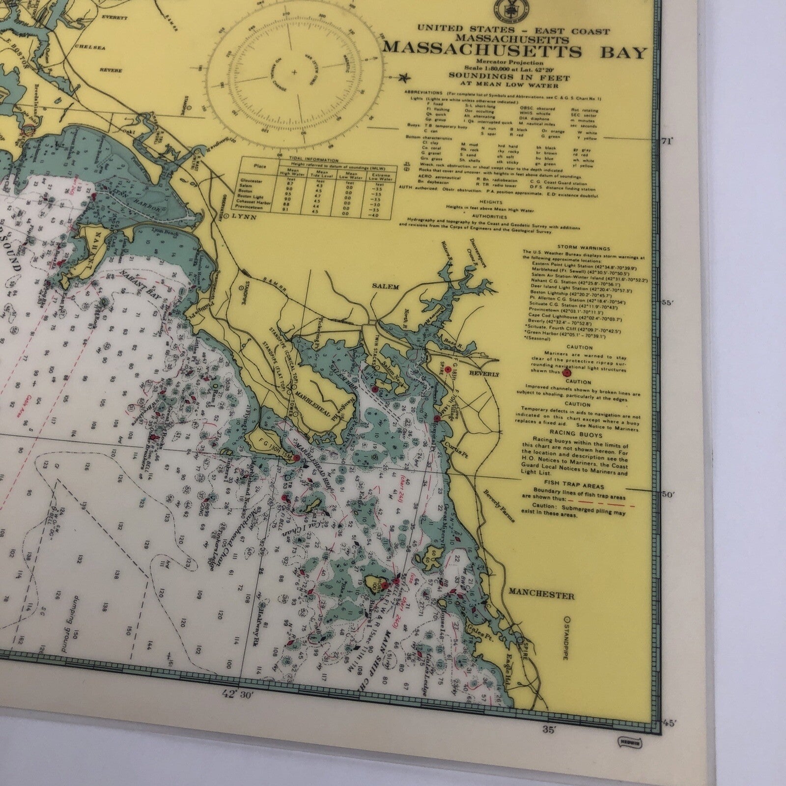 Massachusetts Bay Massachusetts United States Nautical Sonar Chart Map Laminated