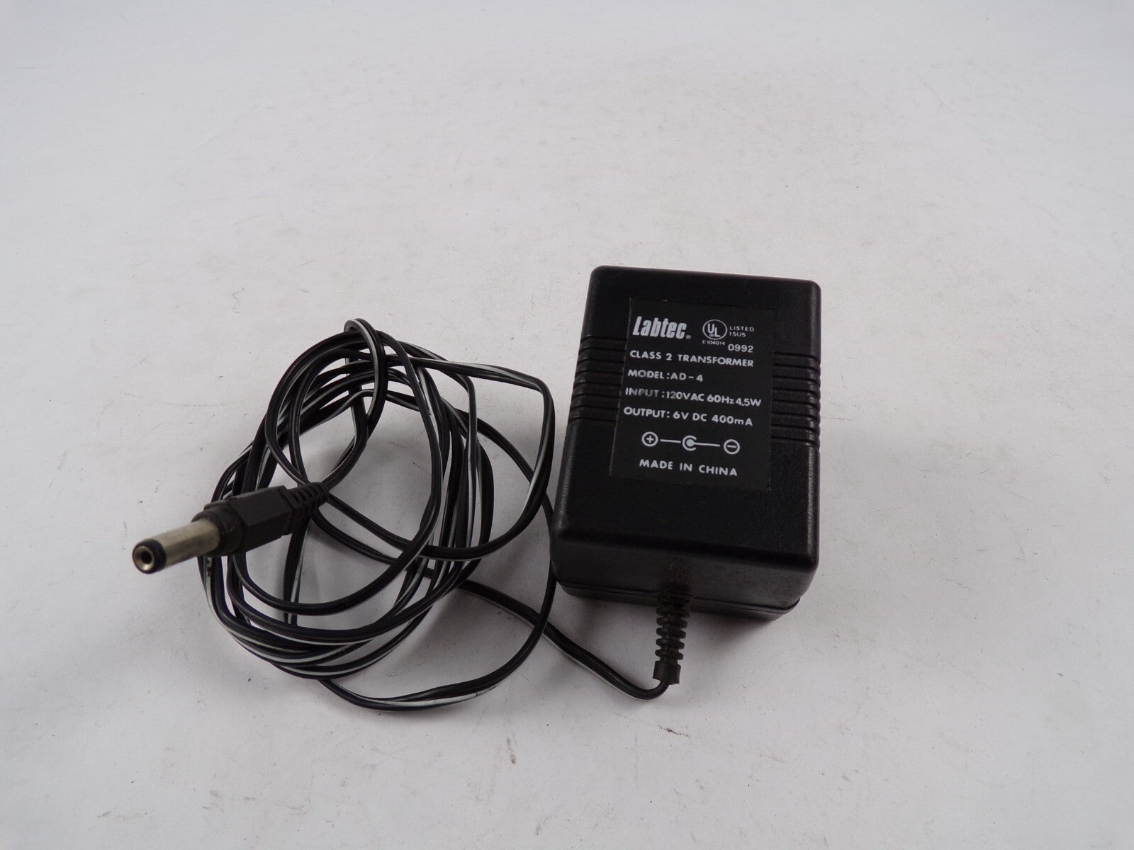 Genuine Labtec Class 2 Model No: AD-4 Output 6V 400mA Power Supply Adapter A83
