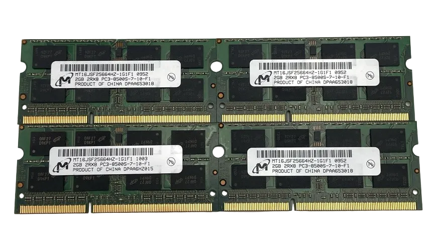 Lot of 4 x 8GB 2x4GB 2Rx8 PC3-8500S-7-10-F2