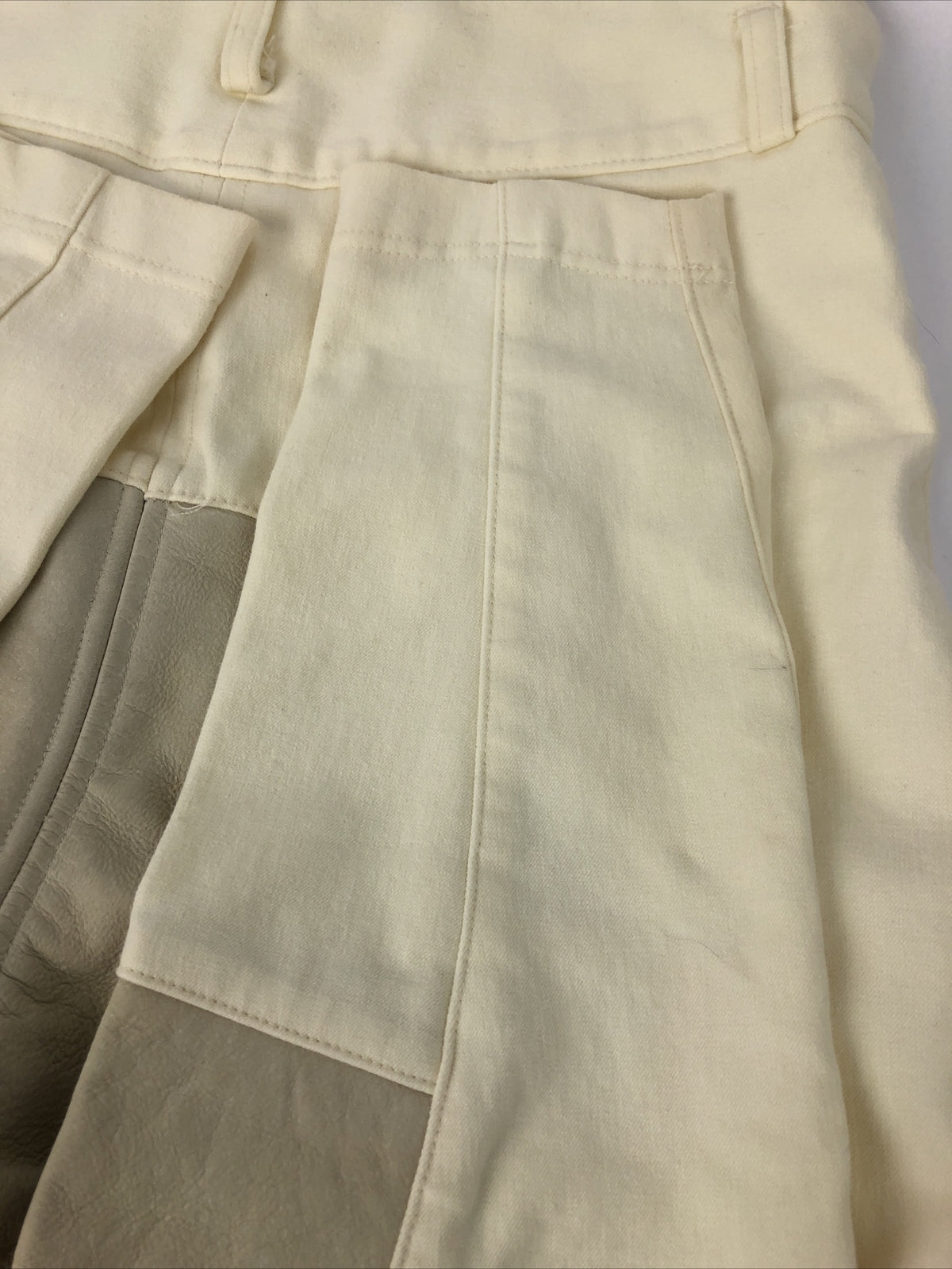 EQUI Wear Women’s Leather Knee Patch Breech Riding Pants Equestrian Cream Sz 30