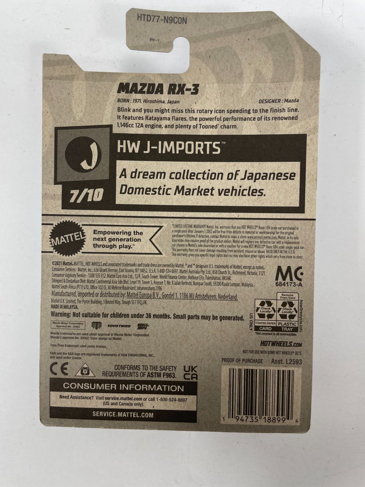 Van / Sports Car / HotWheels Mazda RX-3 HW J-Imports H40