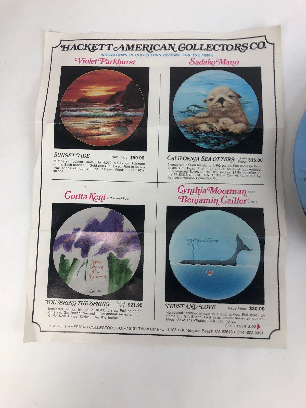 NOS “ California Sea Otters “ by Sadako Mano, Endangered 8.5" Plate Fast Shippin