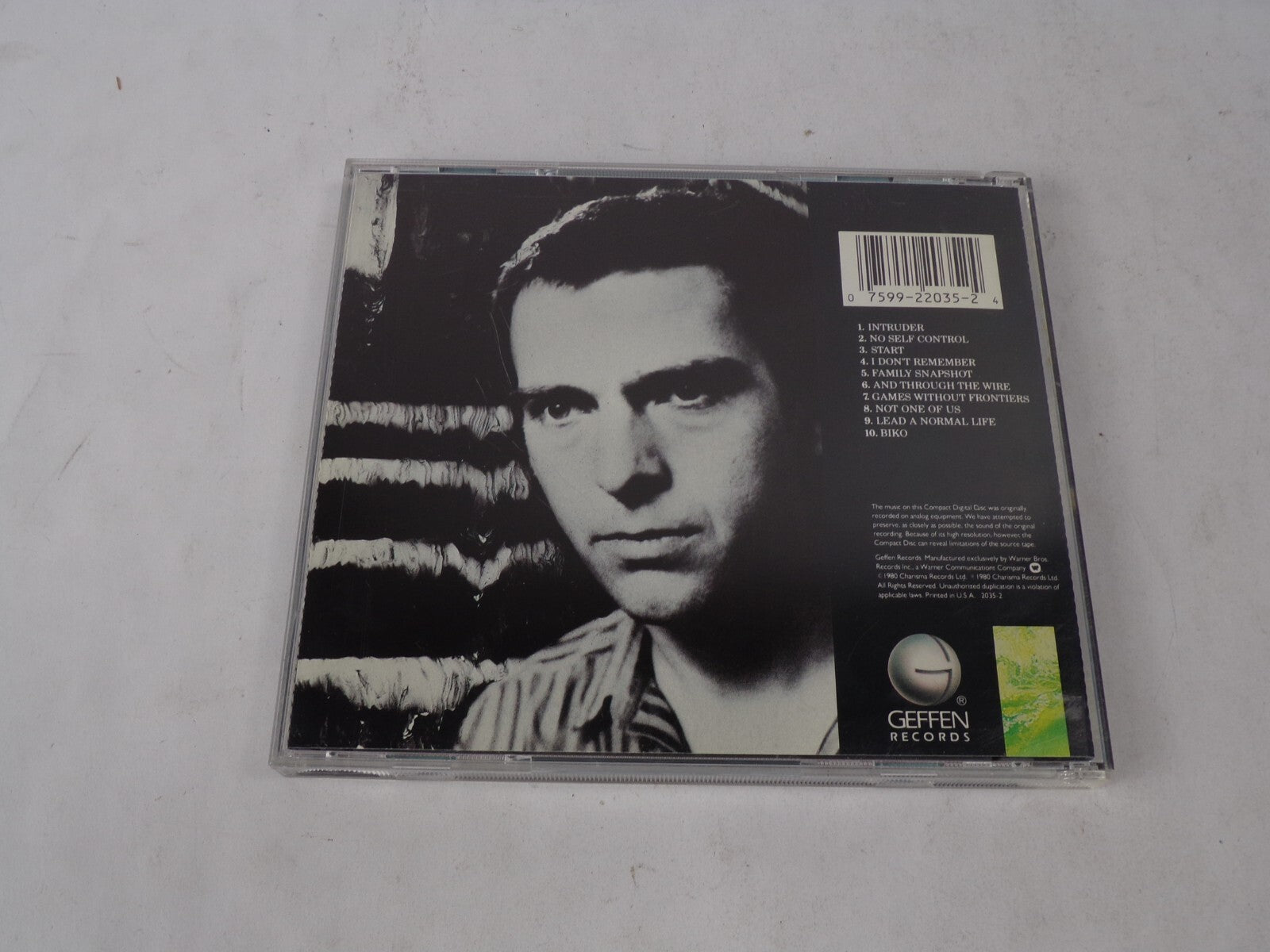 Peter Gabriel Intruder No Self Control Start I Don't Remember Family CD#62