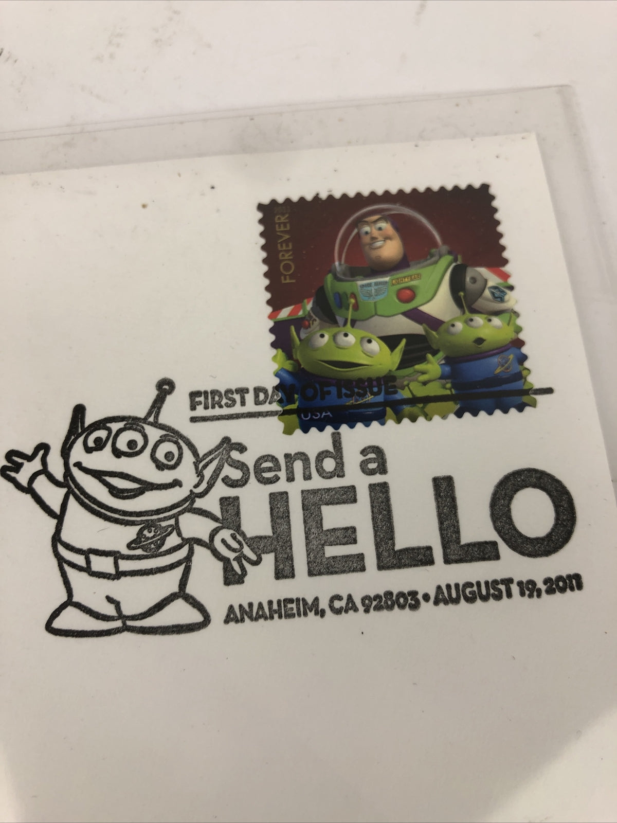 2 x D23 DISNEY PIXAR SEND A HELLO 1st DAY ISSUE UP STAMP ENVELOPE 19-21, 2011