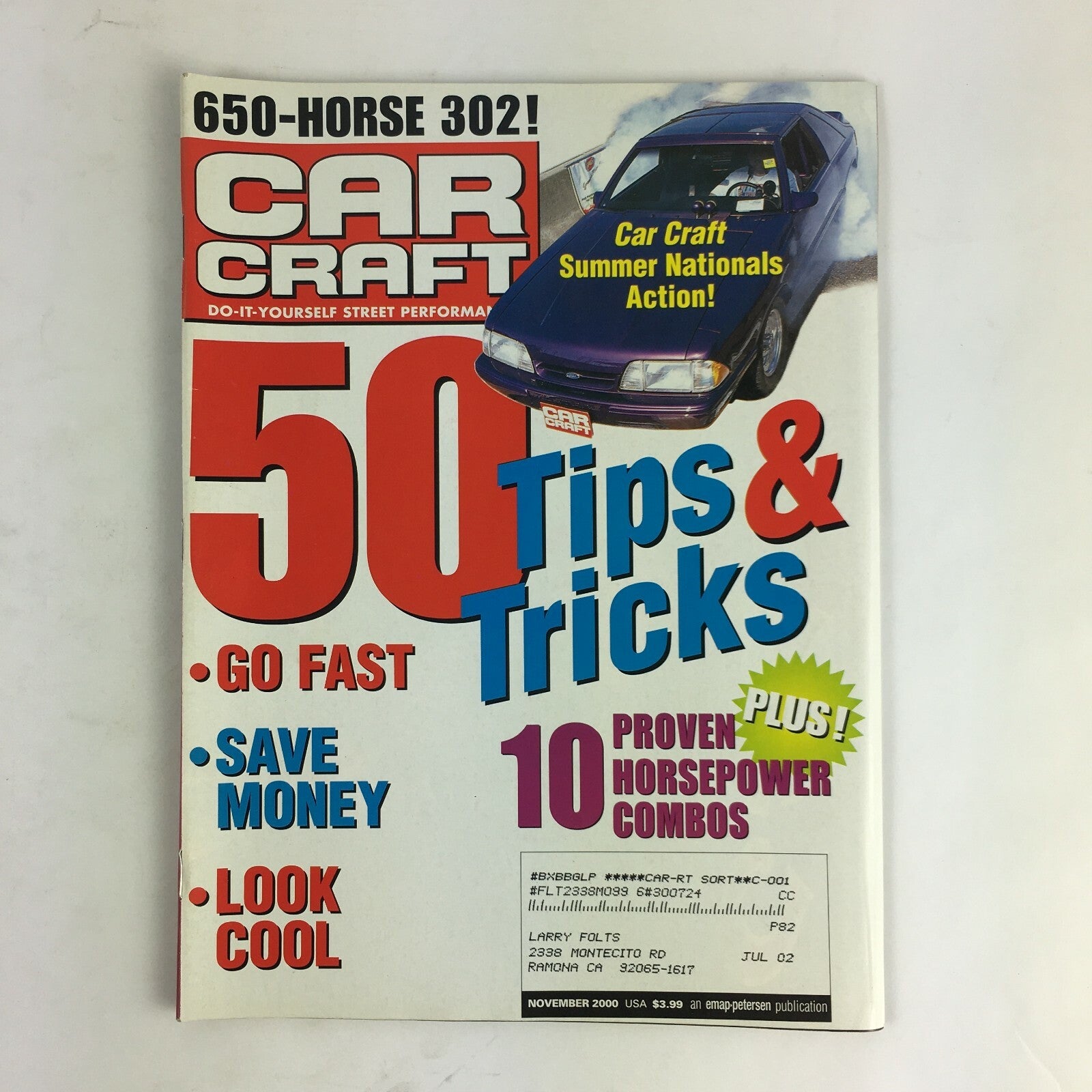 November 2000 Car Craft Magazine 50 Tips & Tricks Summer Nationals Action!