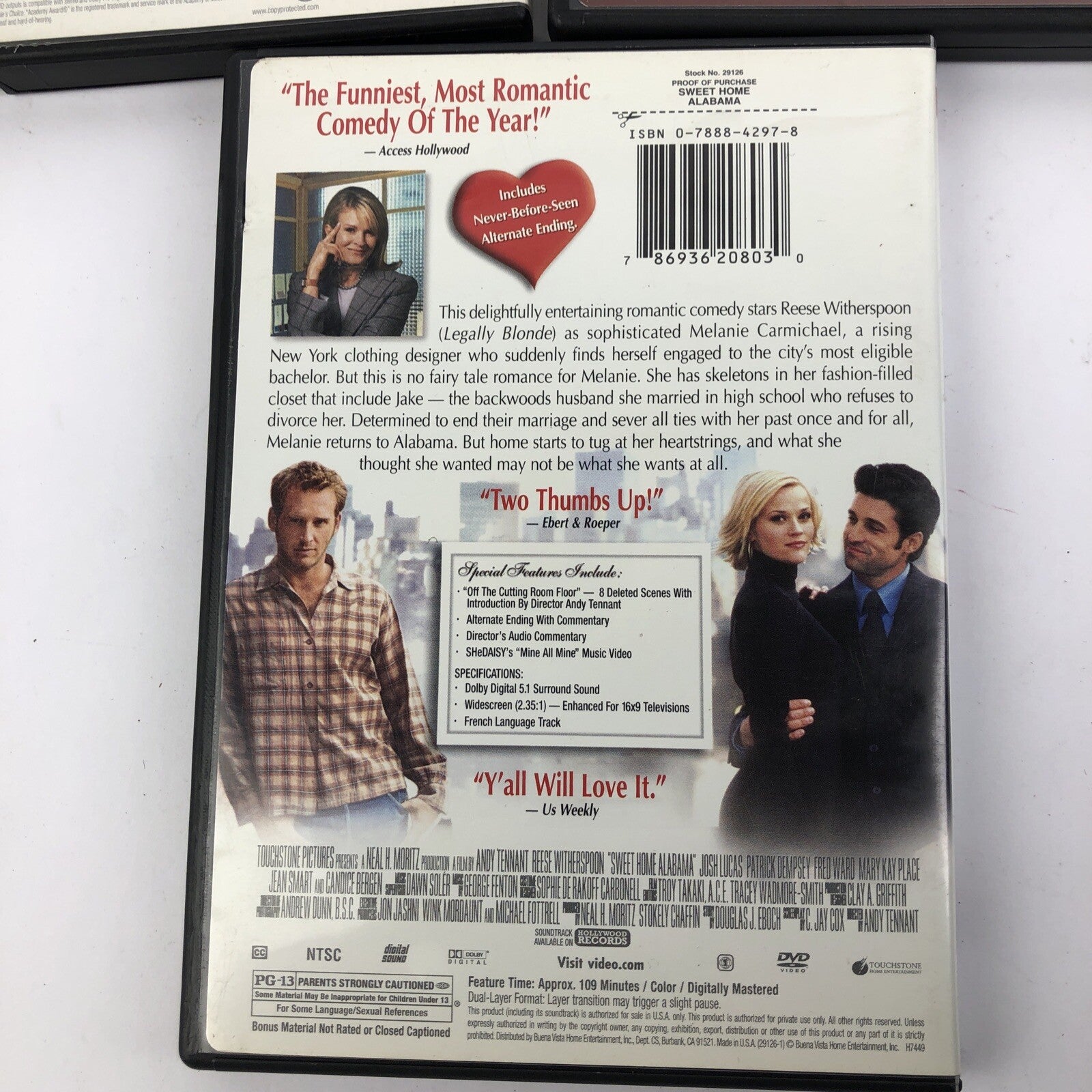 3 x Rom-Com Romantic Comedy Movies DVD - Sweet Home Alabama, Prime, Shakespeare