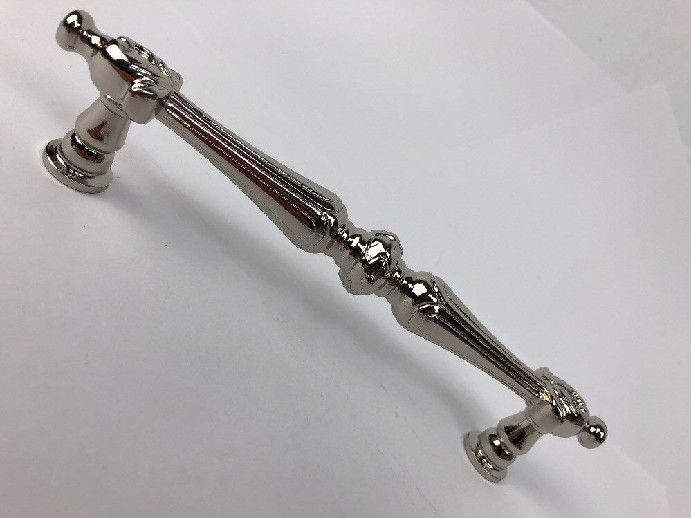 RIK 1985 Polished Nickel 5" cc Solid Brass Ornate beautiful Cabinet Handle RARE