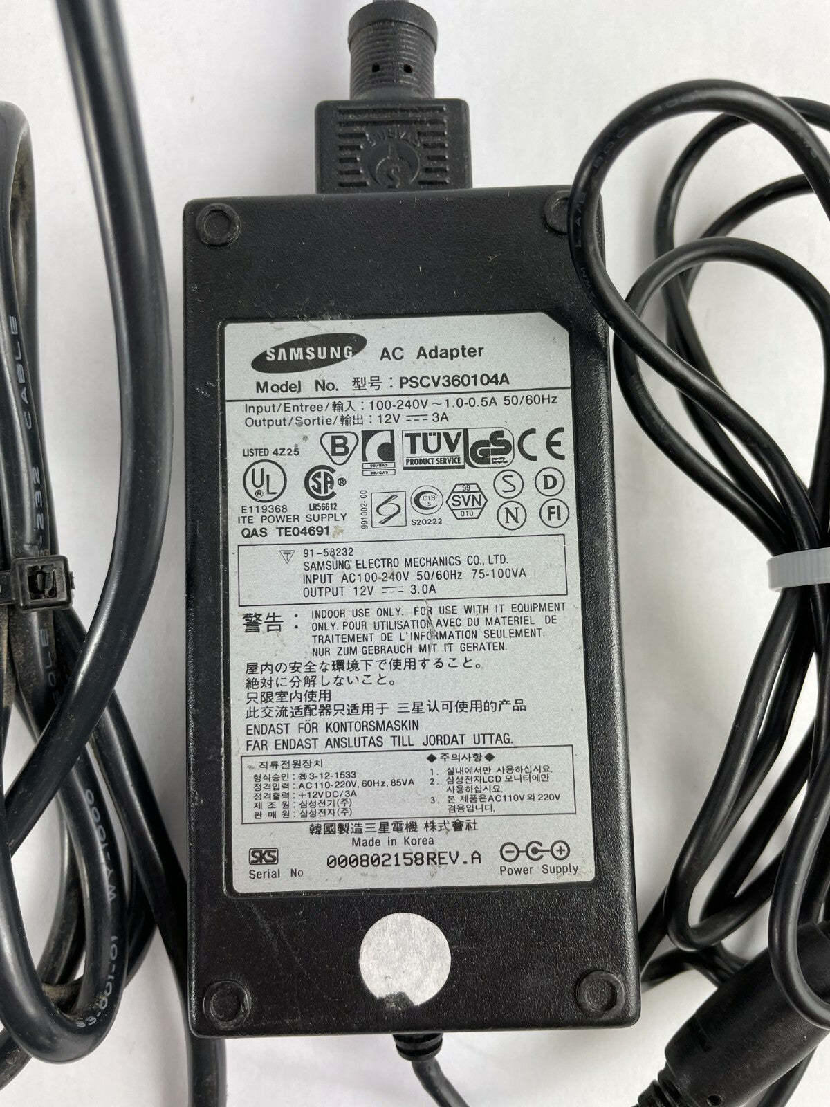 Genuine Samsung Ac Adapter PSCV360104A Output 12 V 3 A Power Supply Adapter A82