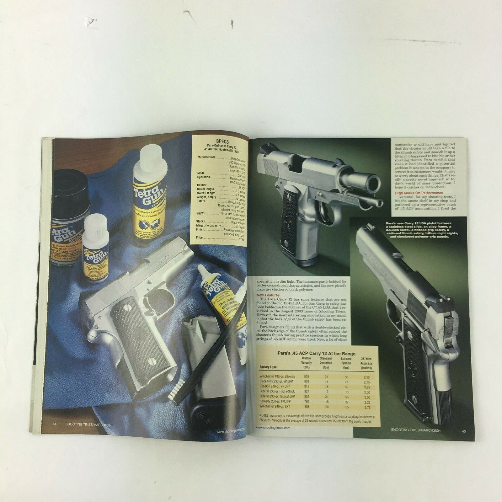 March 2004 Shooting Times Magazine Para's New 12 round .45 Gets An A S&W K-Comp
