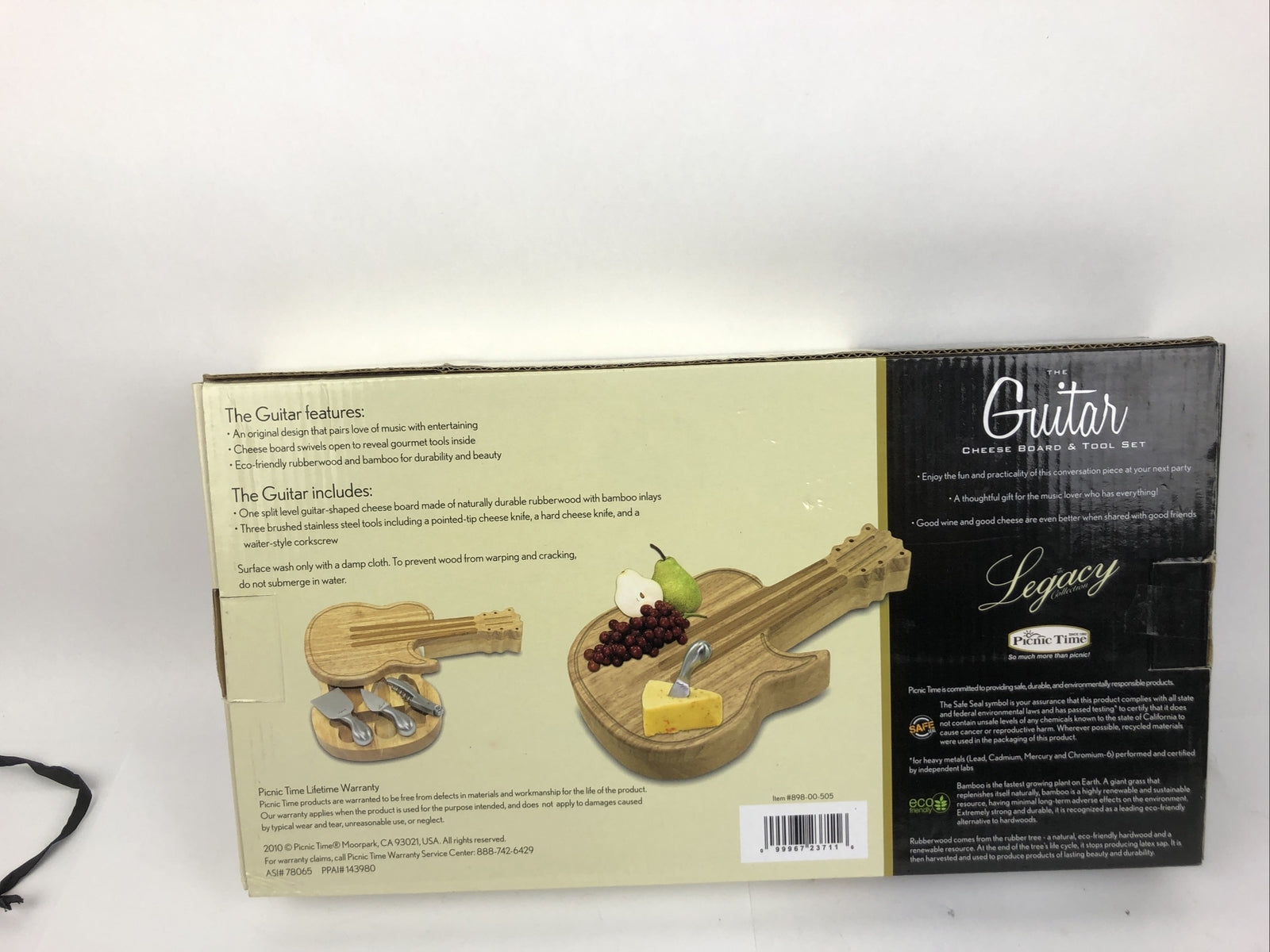 Guitar Cheese Board & Knife Set, Novelty Charcuterie Board Set w Cheese Knives
