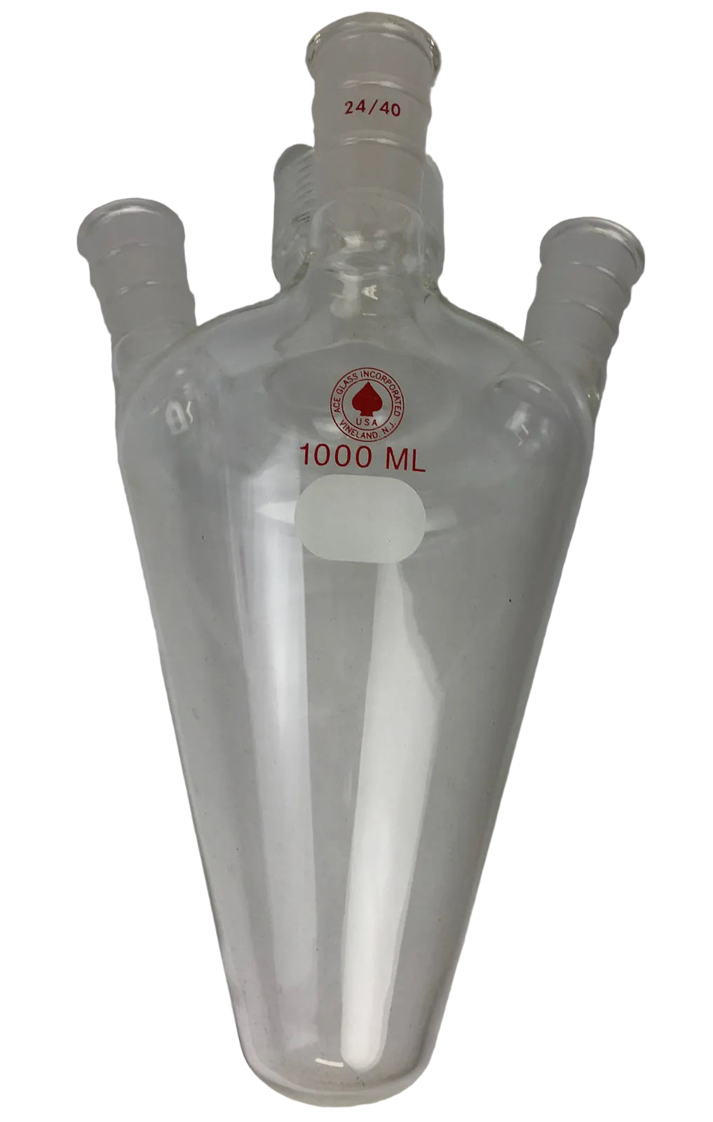 ACE Lab Glass 1000mL reaction vessel with #36 ACE-Thred and 24/40 glass joints.