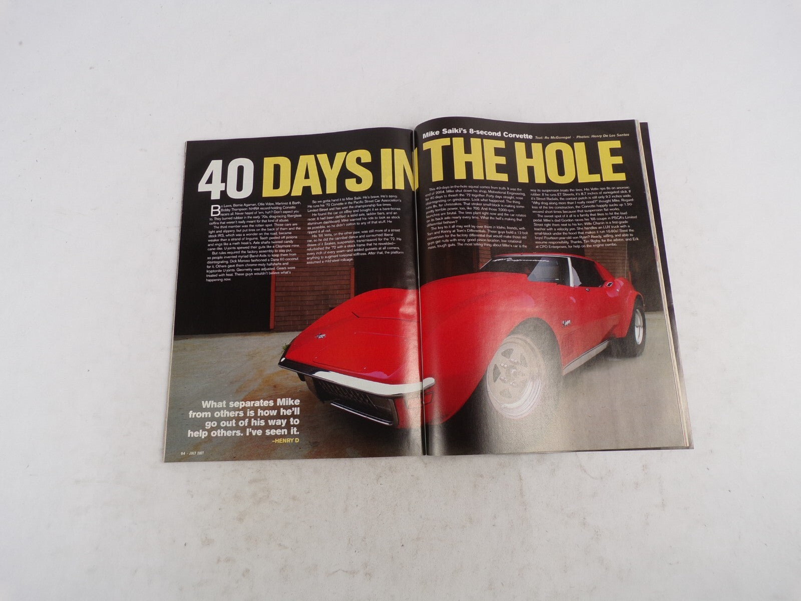July 2007 Chevy High Performance Small Block Big Block 422CI vs. 505CI Pump Gas