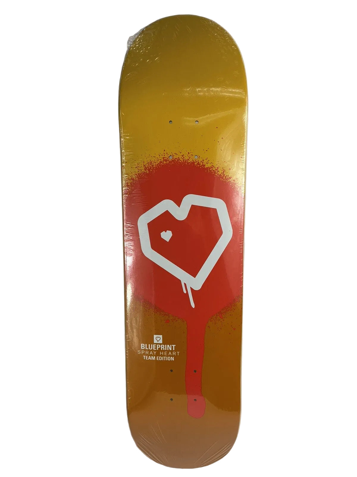Blueprint Skateboards Spray Heart Muddy Orange 8-inch hard rock maple skateboard deck.