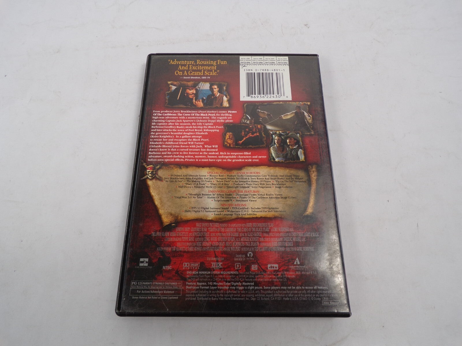Pirates of The Caribbean The curse of the Black Pearl Jonny Depp Rush DVD Movies