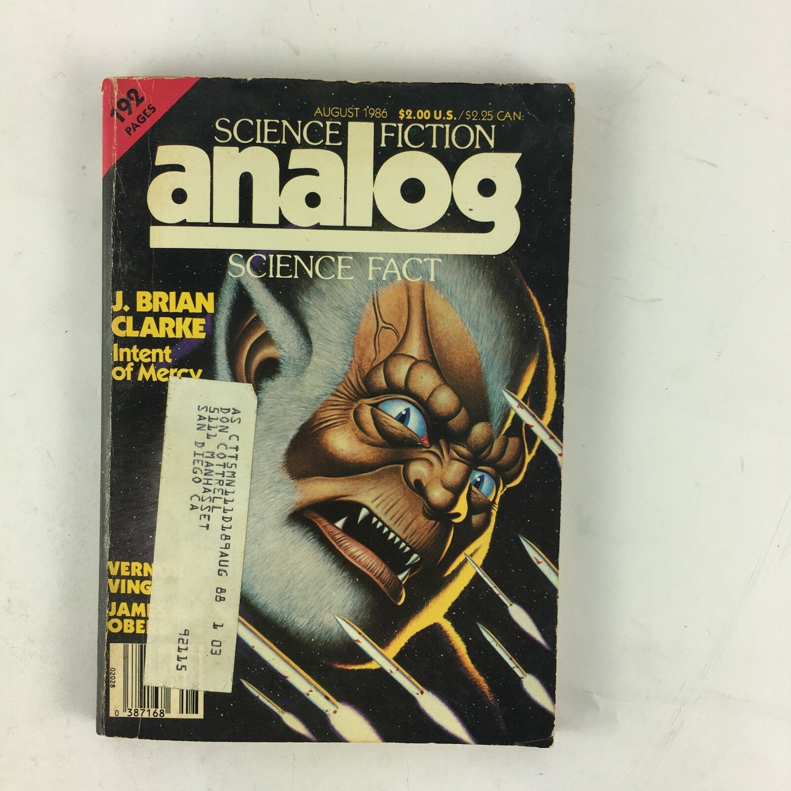 August 1986 Analog Science Fiction Fact Magazine J.Brian Clarke Intent of Mercy