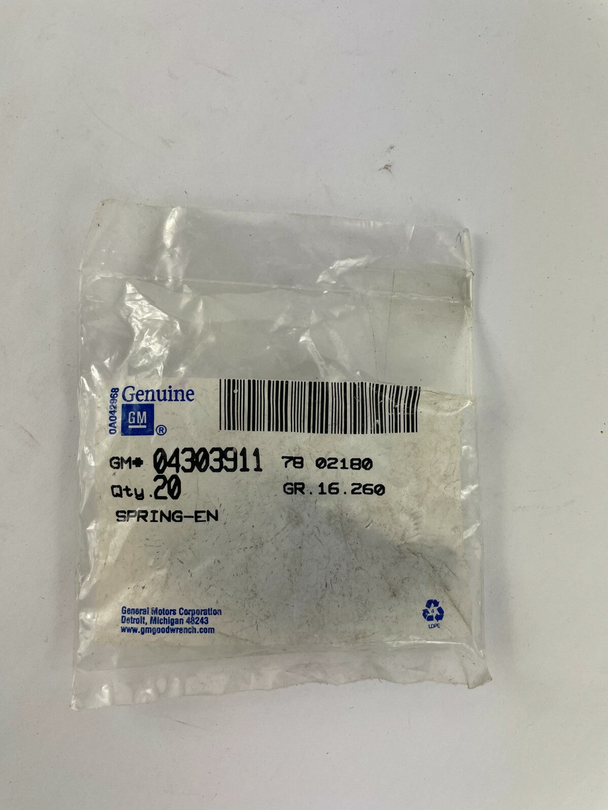 Lot of 20 Genuine GM 04303911 OEM automotive end gate window regulator clutch pawl springs for compatible GM vehicle applications A2.