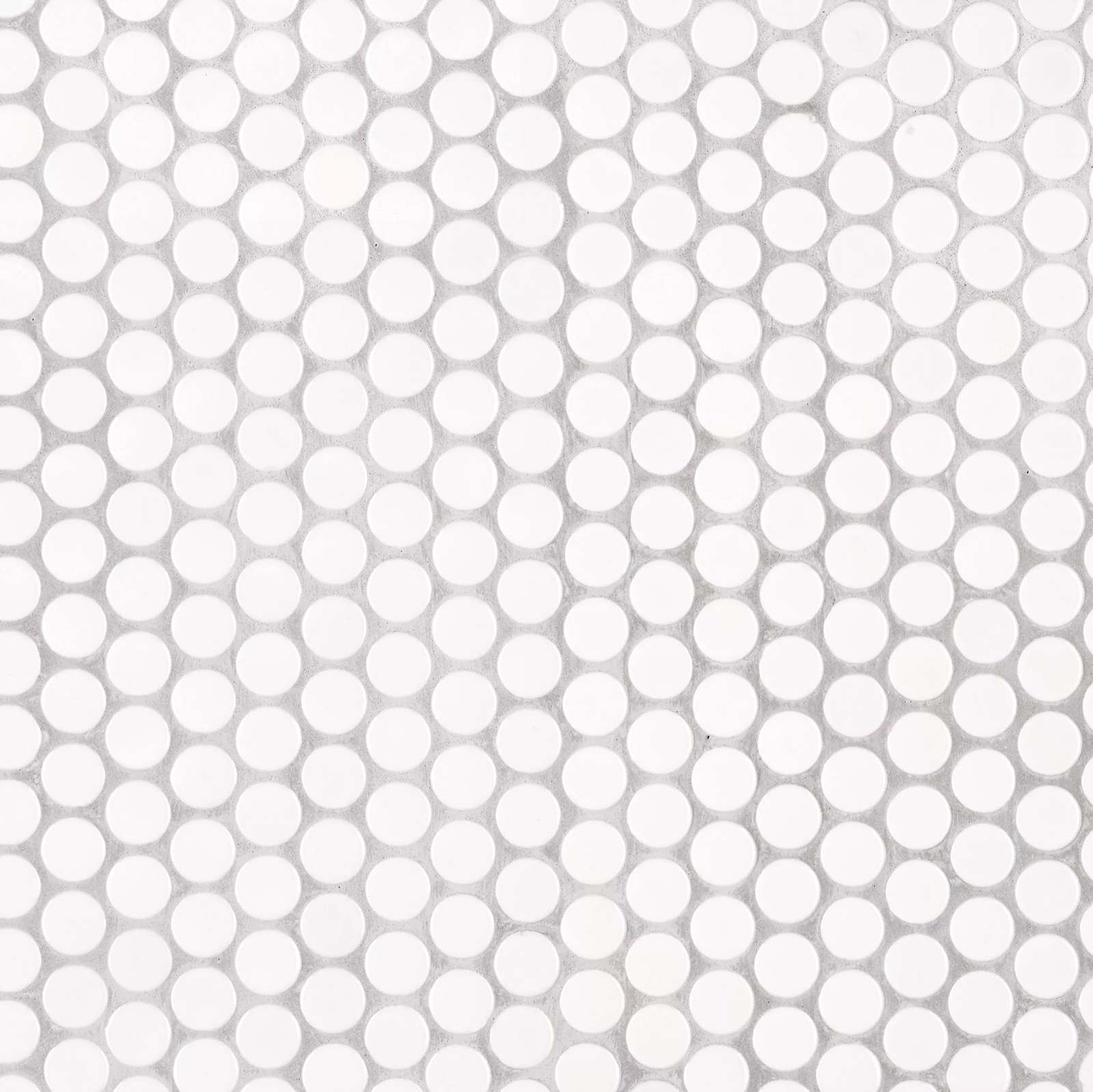 White penny round porcelain mosaic tile sheet 3/4 inch glossy finish