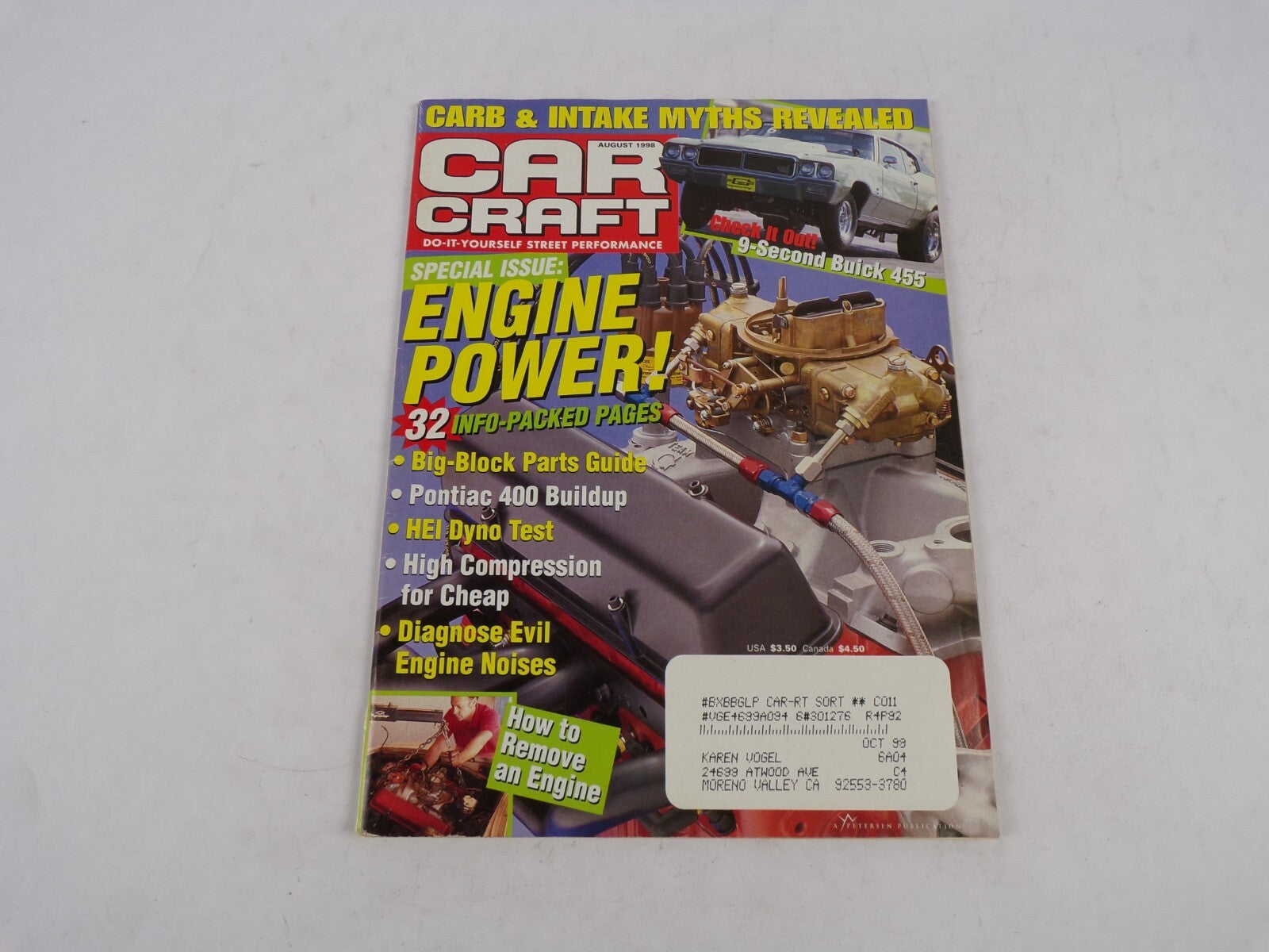 August 1998 Car Craft Carb & Intake Myths Revealed Engine Power