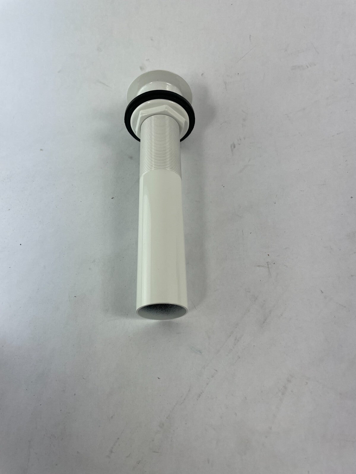 Rubinet 9DPU3WH white exposed lift and turn bathroom sink drain with overflow