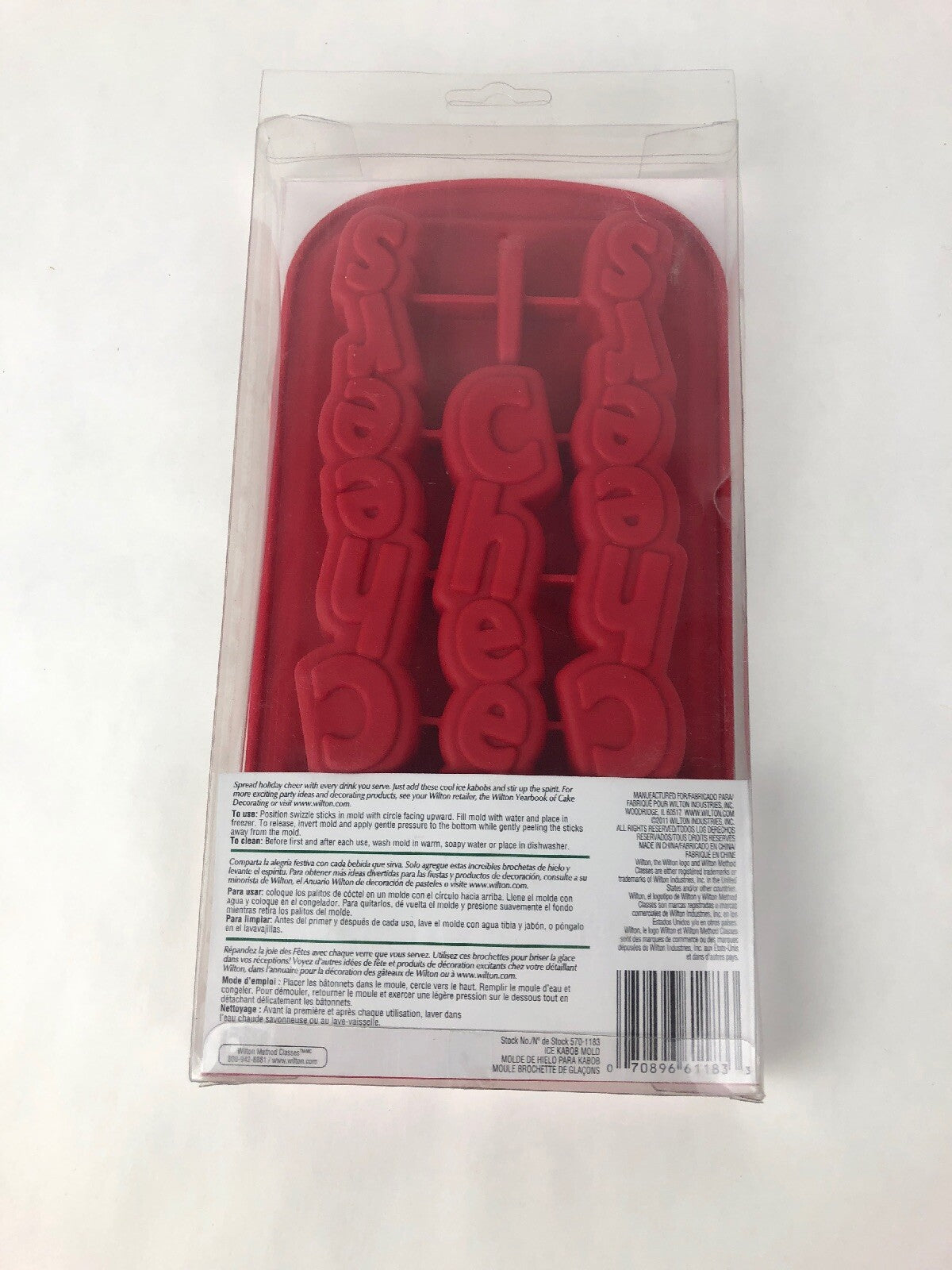 2 x Wilton CHEERS Ice Kabob Mold Red Silicone Tray Swizzle Stick -Party Favorite