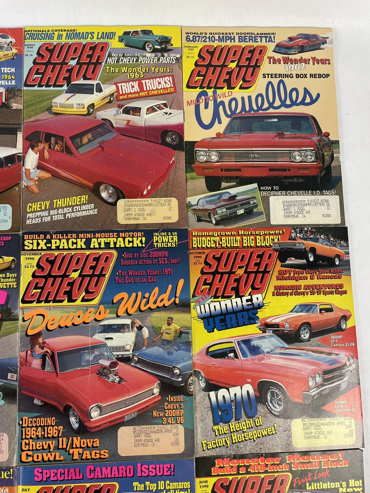 Lot of 12: SUPER CHEVY MAGAZINES Complete Full Set 12 issues Jan to Dec 1990