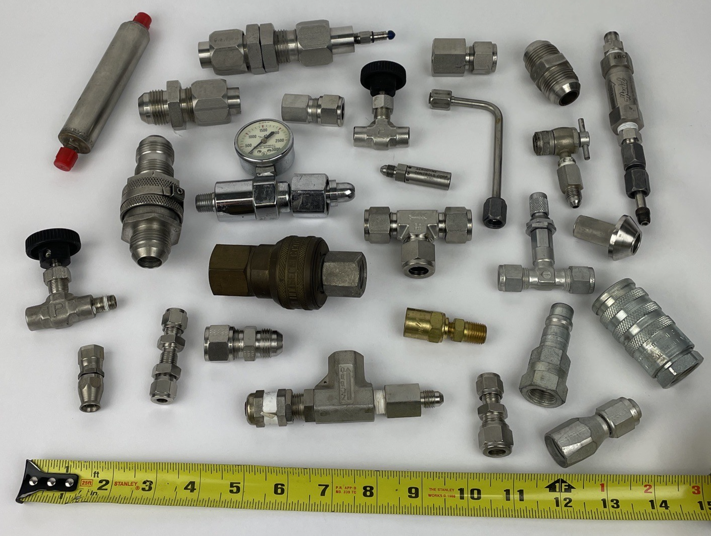 Huge assorted lot of Parker Swagelok Matheson push-to-connect fittings