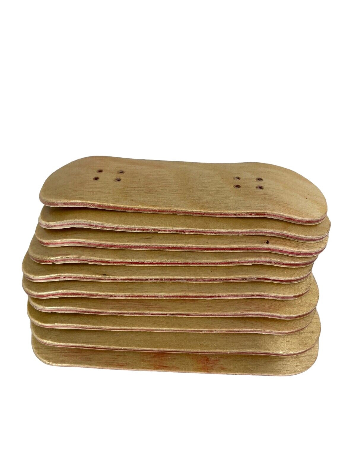 Lot of 10 premium wooden fingerboards with natural wood grain finish.